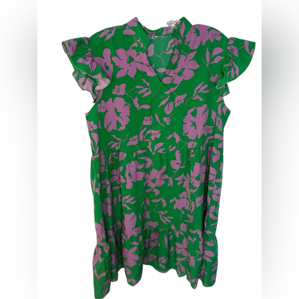 Green and Pink Floral Dress